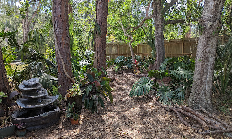 A tranquil garden space at the Garden of the Arts in Englewood, FL