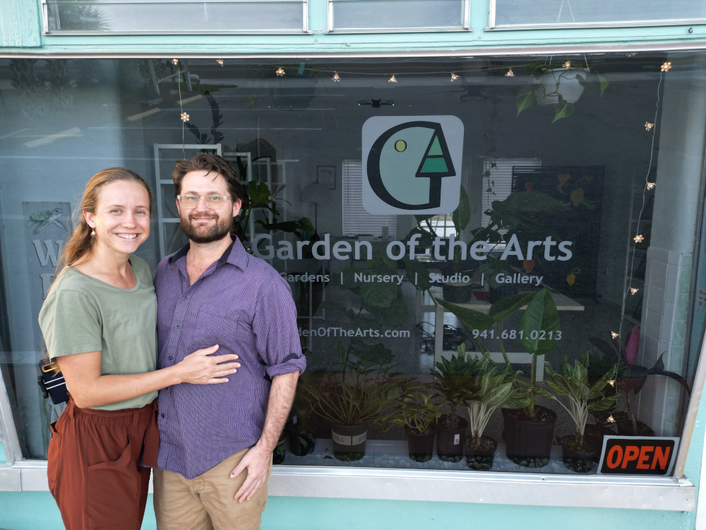 Matt and Dena in front of Garden of the Arts shop on Dearborn St. in Englewood, FL